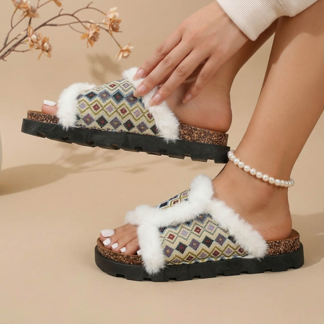 Fourrure multicolor mules 🇪🇸