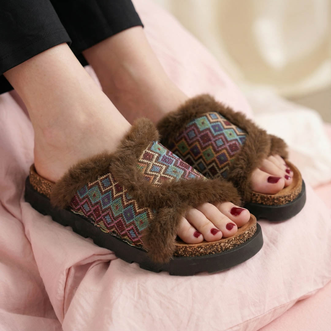 Fourrure multicolor mules 🇪🇸