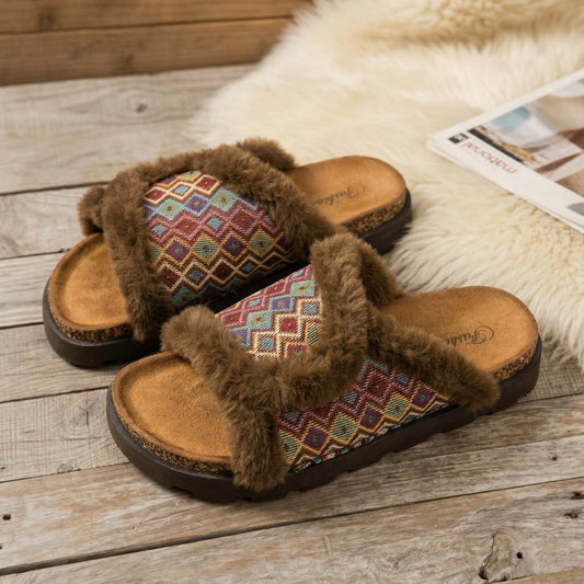 Fourrure multicolor mules