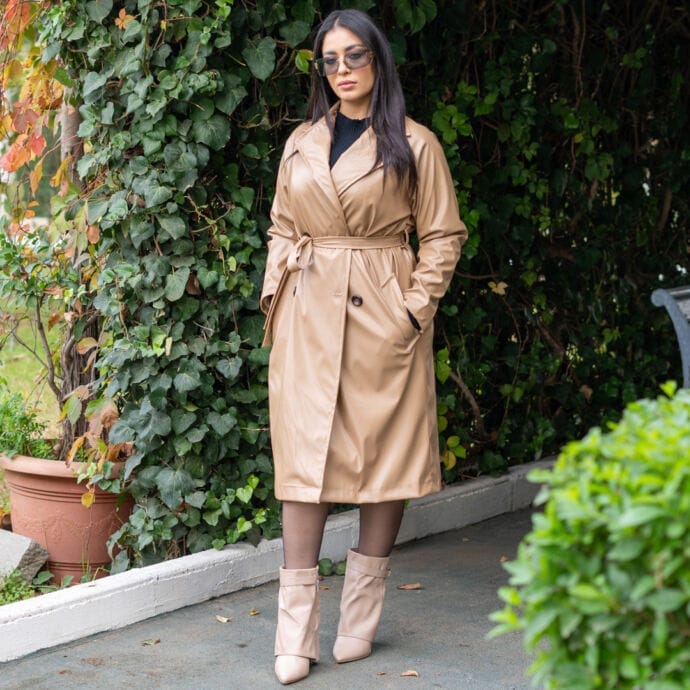 ⁦Trench coat en Simili Cuir avec doublure⁩ - الصورة ⁦2⁩