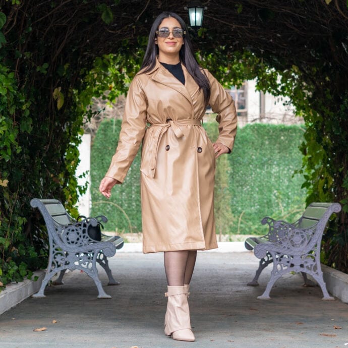 ⁦Trench coat en Simili Cuir avec doublure⁩ - الصورة ⁦15⁩