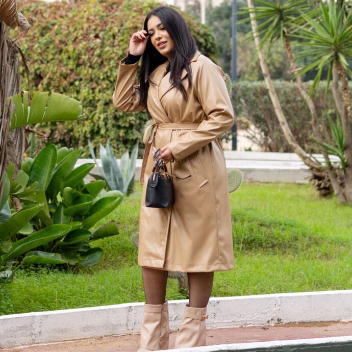 ⁦Trench coat en Simili Cuir avec doublure⁩ - الصورة ⁦16⁩