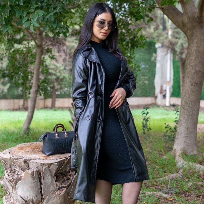 ⁦Trench coat en Simili Cuir avec doublure⁩ - الصورة ⁦18⁩