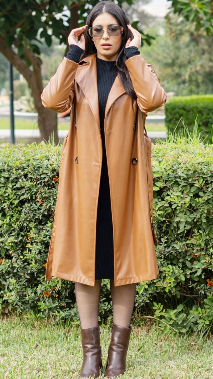 ⁦Trench coat en Simili Cuir avec doublure⁩ - الصورة ⁦11⁩